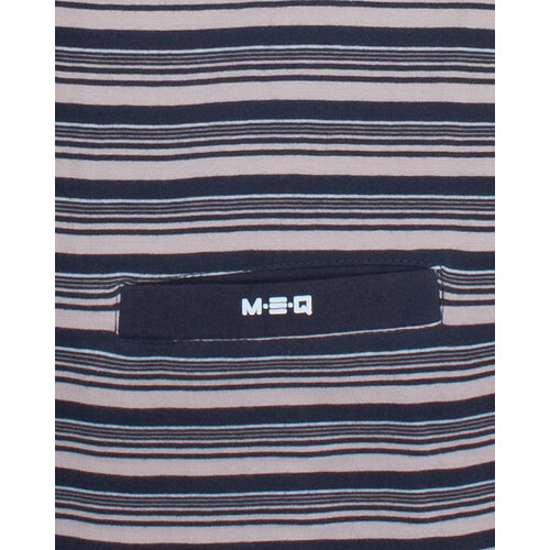 M.E.Q. MEPYH16006A MEQ Heren Pyjama Gestreept Ronde Hals Donker Blauw.