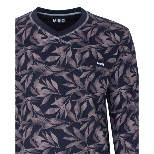 M.E.Q. MEPYH16005A MEQ Heren Pyjama V-hals Donker Blauw.