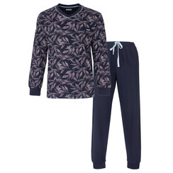 MEPYH16005A MEQ Heren Pyjama V-hals Donker Blauw.