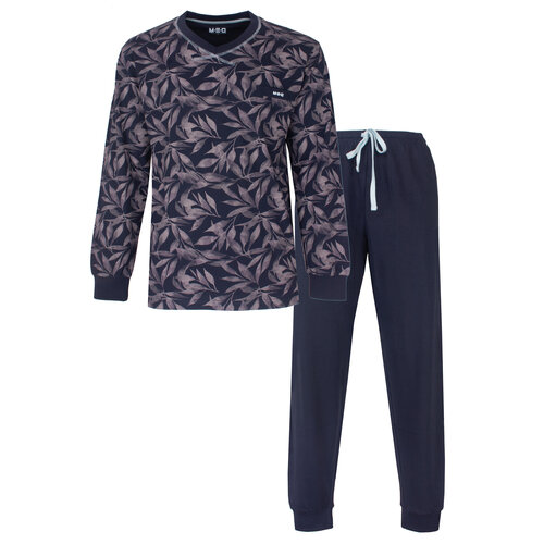 M.E.Q. MEPYH16005A MEQ Heren Pyjama V-hals Donker Blauw.