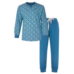 MEPYH16003A MEQ Heren Pyjama Ronde Hals Aqua Blauw.