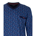 M.E.Q. MEPYH16001A MEQ Heren Pyjama V-hals Blauw.