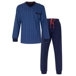 MEPYH16001A MEQ Heren Pyjama V-hals Blauw.