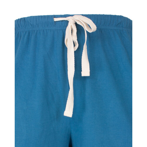 M.E.Q. MESAH16004A MEQ Heren Shortama Gestreept Ronde Hals Aqua Blauw.