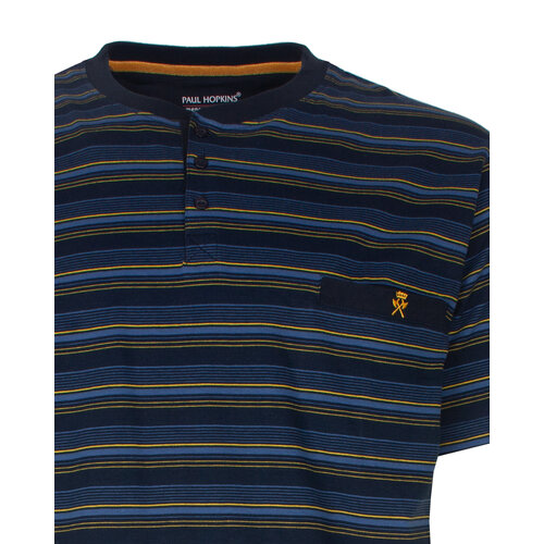 Paul Hopkins PHSAH16007A Paul Hopkins Heren Shortama Gestreept Polosluiting Donker Blauw.