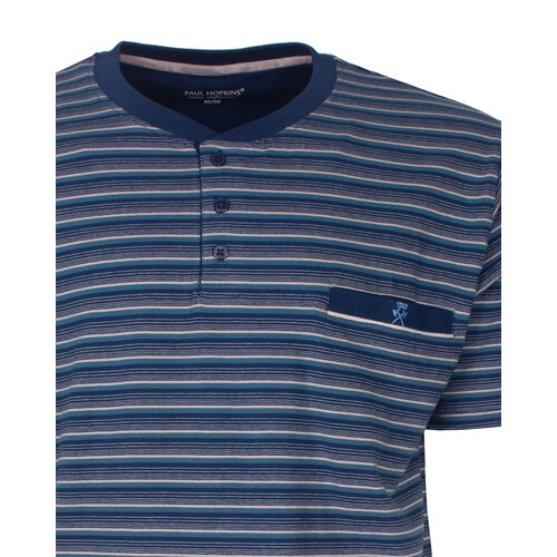 Paul Hopkins PHSAH16002A Paul Hopkins Heren Shortama Gestreept Polosluiting Blauw.