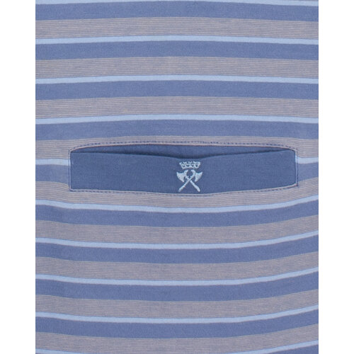 Paul Hopkins PHPYH16004A Paul Hopkins Heren Pyjama Gestreept Ronde Hals Licht Blauw.