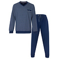 Paul Hopkins PHPYH16002A Paul Hopkins Heren Pyjama Gestreept V-hals Blauw.