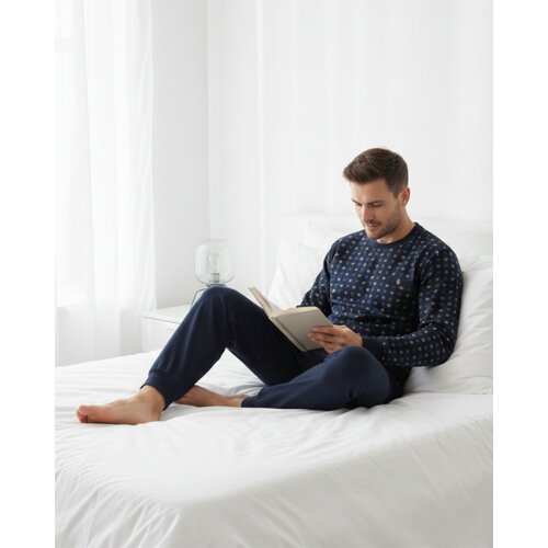 Paul Hopkins PHPYH16007A Paul Hopkins Heren Pyjama Ronde Hals Donker Blauw.