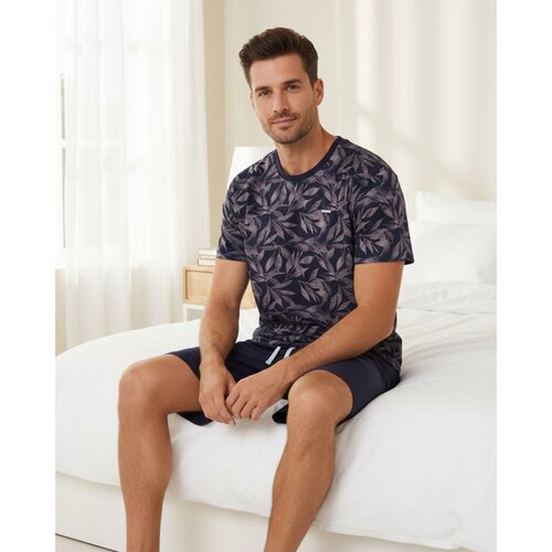 M.E.Q. MESAH16005A MEQ Heren Shortama Ronde Hals Donker Blauw.