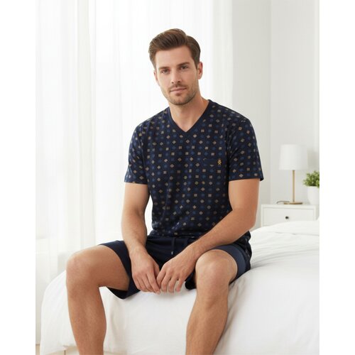 Paul Hopkins PHSAH16006A Paul Hopkins Heren Shortama V-hals Donker Blauw.