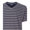 M.E.Q. MESAH16006A MEQ Heren Shortama Gestreept V-hals Donker Blauw.