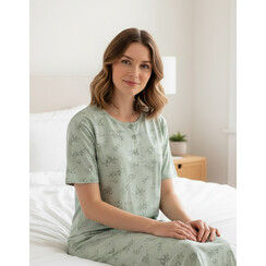 TONGD16004A Tenora Dames Nachthemd Groen.