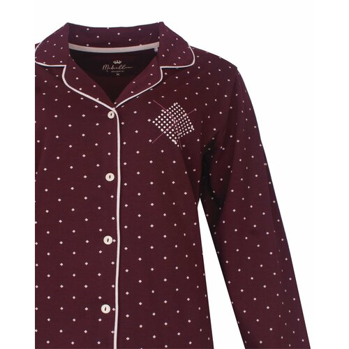 Medaillon MEPYD26003A Medaillon Dames Doorknoop Pyjama Donkerrood.
