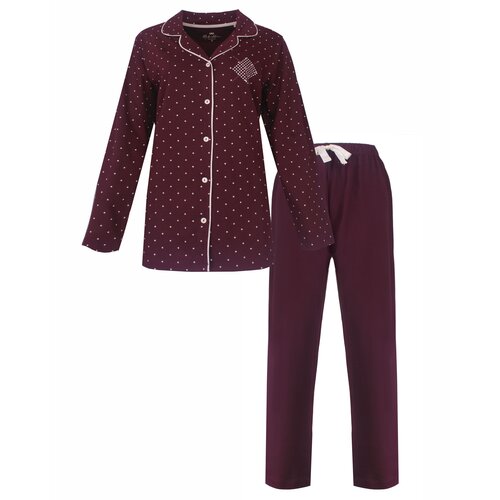 Medaillon MEPYD26003A Medaillon Dames Doorknoop Pyjama Donkerrood.