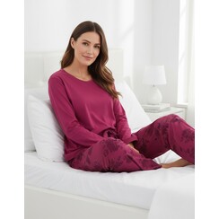 MEPYD26001A Medaillon Dames Pyjama Wijnrood.