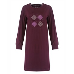 MENGD26001A Medaillon  Dames Nachthemd Donkerrood.