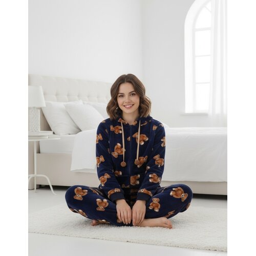 Irresistible IRPYD26029A Irresistible Dames Flannel Fleece Onesie Donker Blauw.