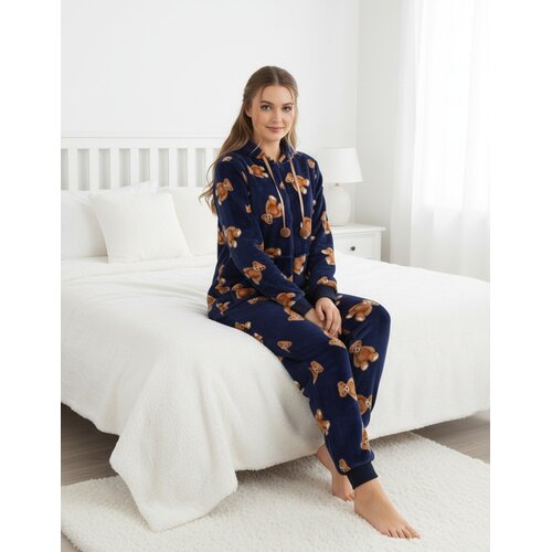 Irresistible IRPYD26029A Irresistible Dames Flannel Fleece Onesie Donker Blauw.
