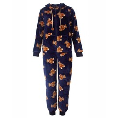 IRPYD26029A Irresistible Dames Flannel Fleece Onesie Donker Blauw.