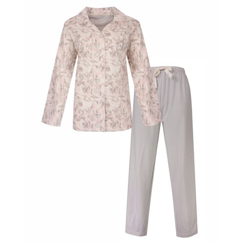 Tenderness TEPYD26005A Tenderness Dames Doorknoop Pyjama Lichtgrijs.