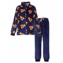 IRHSD26003A Irresistible Dames Flannel Fleece Huispak Donker Blauw.