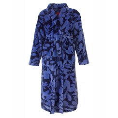 MEBRD26004A Medaillon Dames Flannel Fleece Ochtendjas Blauw.