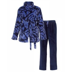 MEHSD26005A Medaillon Dames Flannel Fleece Huispak Blauw.