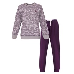 TEPYD26015A Tenderness Dames Katoen-Fleece Pyjama Paars.