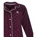 Medaillon MEPYD26011A Medaillon Dames Velours Doorknoop Pyjama Donkerrood.