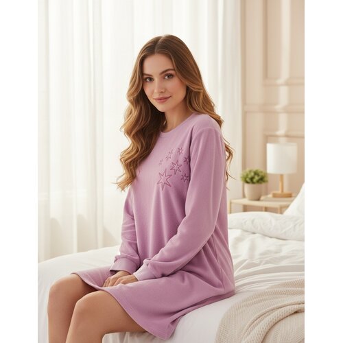 Tenderness TENGD26023A Tenderness Dames Badstof Nachthemd Roze.
