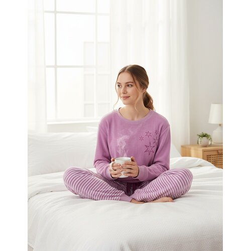 Tenderness TEPYD26025B Tenderness Dames Badstof Pyjama Roze.
