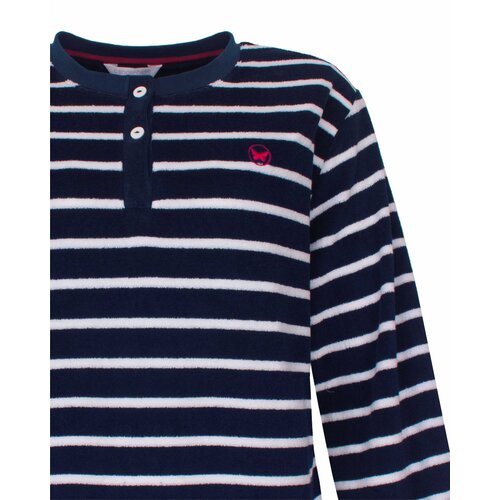 Tenderness TEPYD26020A Tenderness Dames Badstof Pyjama Donker Blauw.