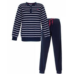TEPYD26020A Tenderness Dames Badstof Pyjama Donker Blauw.