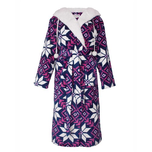 Irresistible IRBRD26014A Irresistible Dames Flannel Fleece Ochtendjas Donker Blauw.