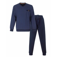 PHPYH26013A Paul Hopkins Heren Pyjama V-hals Donker Blauw.