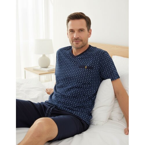 Paul Hopkins PHSAH26004A Paul Hopkins Heren Shortama V-hals Donker Blauw.