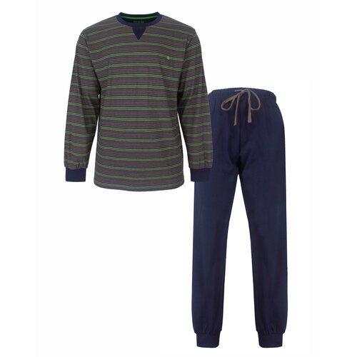 M.E.Q. MEPYH26009A MEQ Heren Pyjama Gestreept Ronde Hals Bruin.