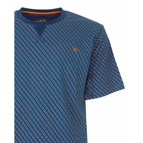 M.E.Q. MESAH26007A MEQ Heren Shortama Ronde Hals Petrol Blauw.