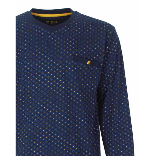 M.E.Q. MEPYH26007A MEQ Heren Pyjama V-Hals Donker Blauw.