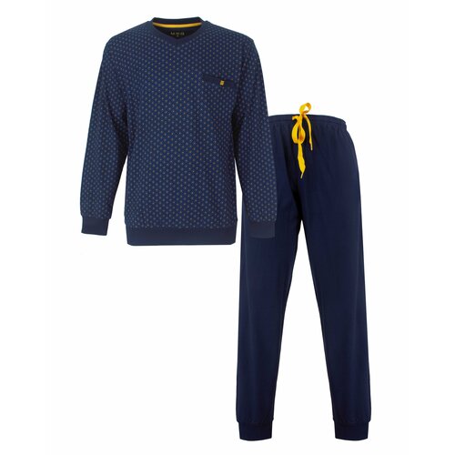 M.E.Q. MEPYH26007A MEQ Heren Pyjama V-Hals Donker Blauw.