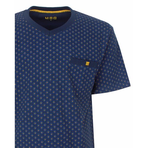 M.E.Q. MESAH26003A MEQ Heren Shortama V-hals Donker Blauw.