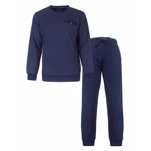 M.E.Q. MEPYH26001A MEQ  Heren Katoen-Fleece Pyjama Blauw.