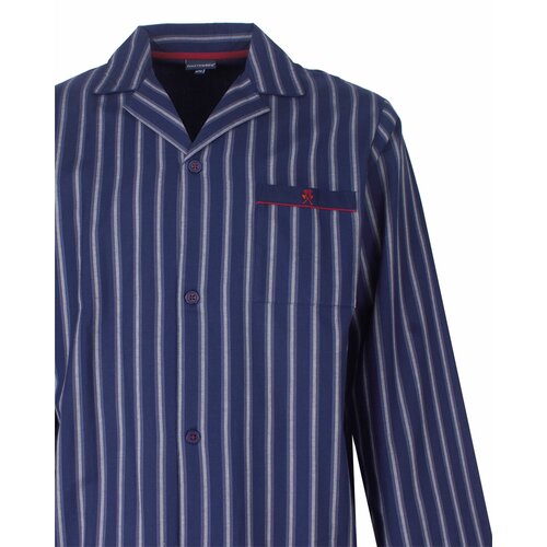 Paul Hopkins PHPYH26016A Paul Hopkins Heren Geweven Doorknoop Pyjama Donker Blauw.