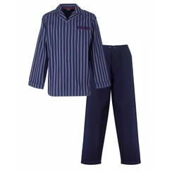 PHPYH26016A Paul Hopkins Heren Geweven Doorknoop Pyjama Donker Blauw.