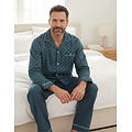 Paul Hopkins PHPYH26017A Paul Hopkins Heren Geweven Doorknoop Pyjama Groen.