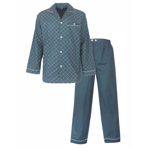 Paul Hopkins PHPYH26017A Paul Hopkins Heren Geweven Doorknoop Pyjama Groen.