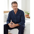 Paul Hopkins PHPYH26011A Paul Hopkins Heren Geweven Doorknoop Pyjama Donker Blauw.