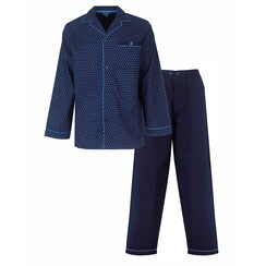 PHPYH26011A Paul Hopkins Heren Geweven Doorknoop Pyjama Donker Blauw.