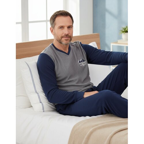 Paul Hopkins PHPYH26007A Paul Hopkins Heren Badstof Pyjama Grijs.
